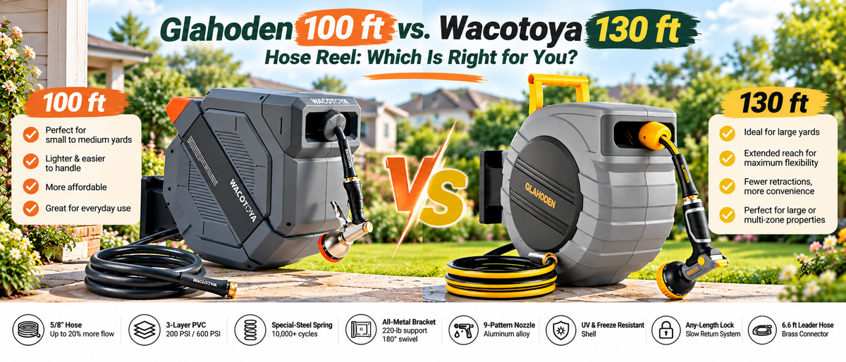Glahoden 100 ft vs. 130 ft Hose Reel: Which Is Right for You?