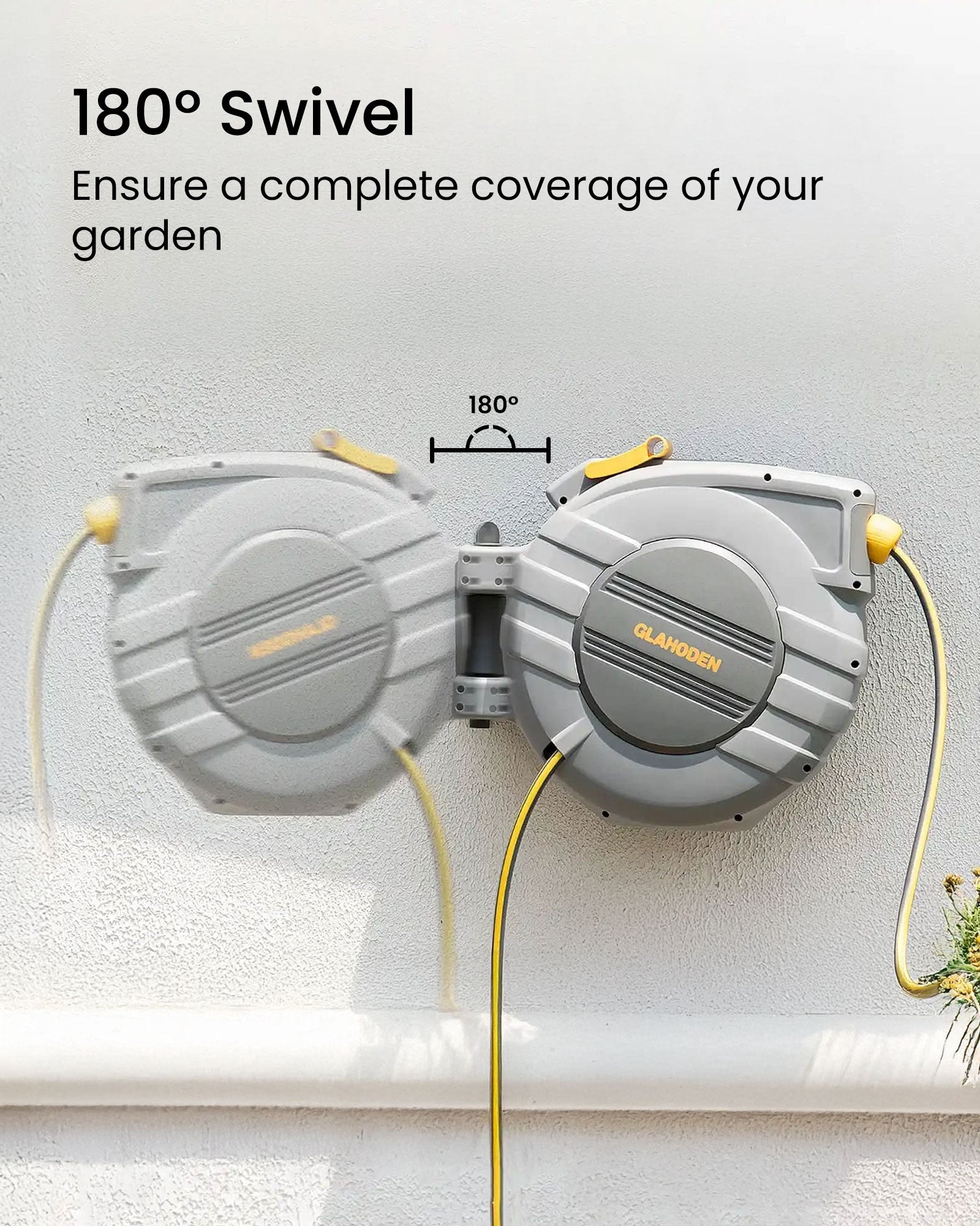 Glahoden J Series Retractable Garden Hose Reel - Light Gray