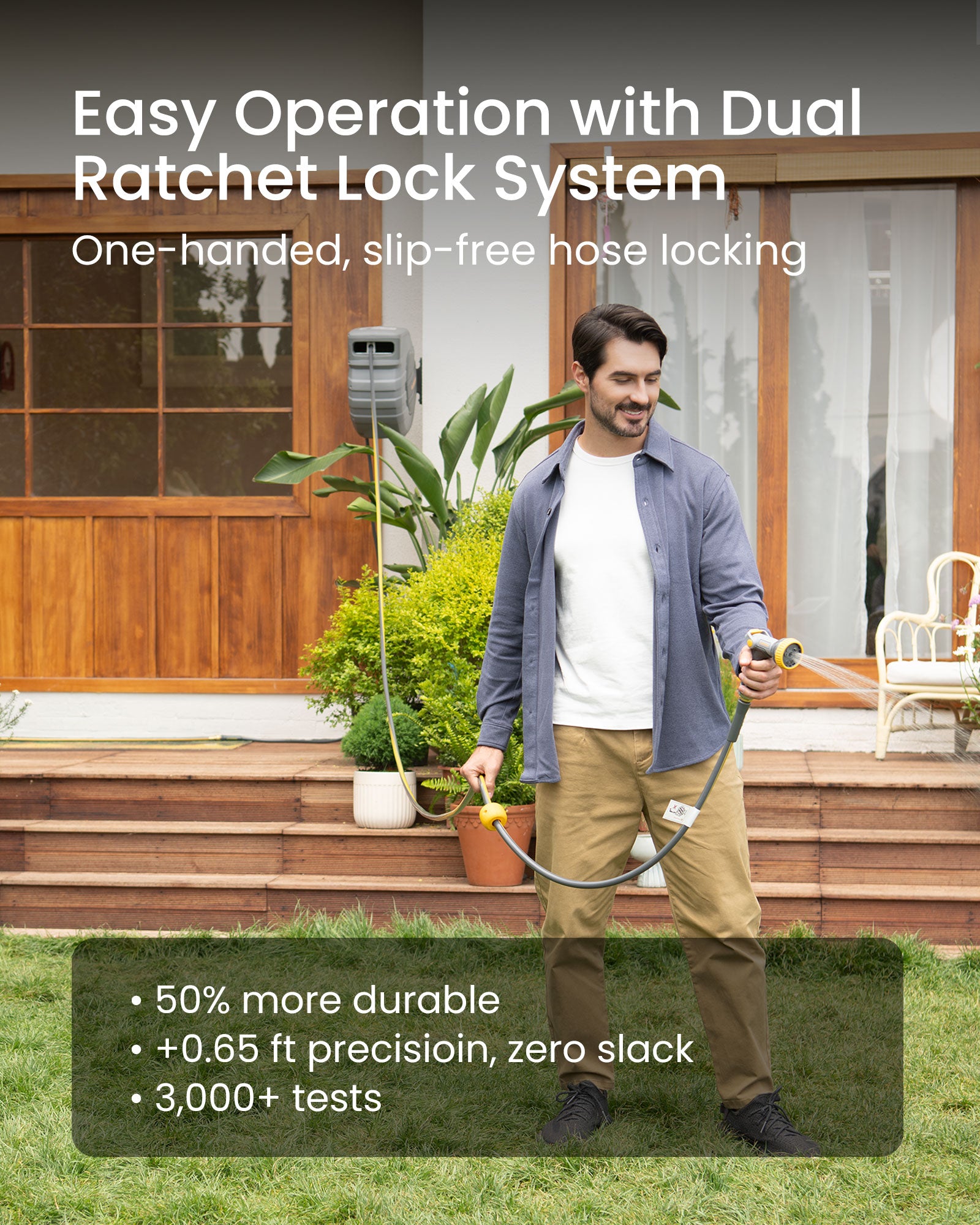 Glahoden J Series Retractable Garden Hose Reel - Light Gray