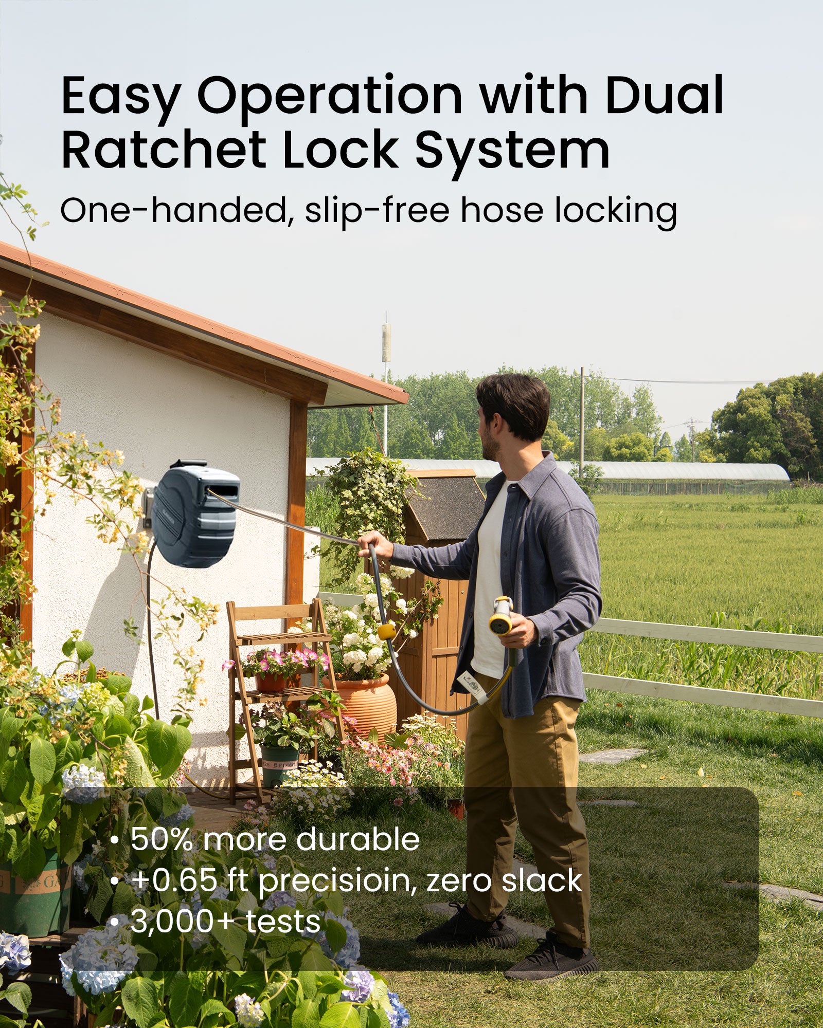 Glahoden J Series Retractable Garden Hose Reel - Dark Gray