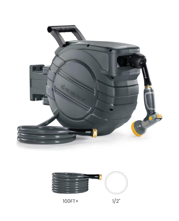 1/2 100FT+Dark Gray  Retractable Garden Hose Reel 