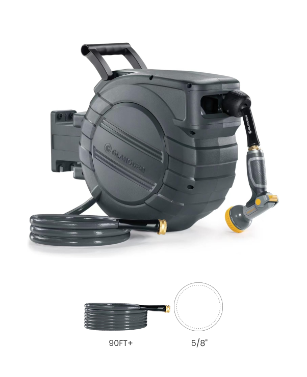 5/8 90FT+Dark Gray  Retractable Garden Hose Reel