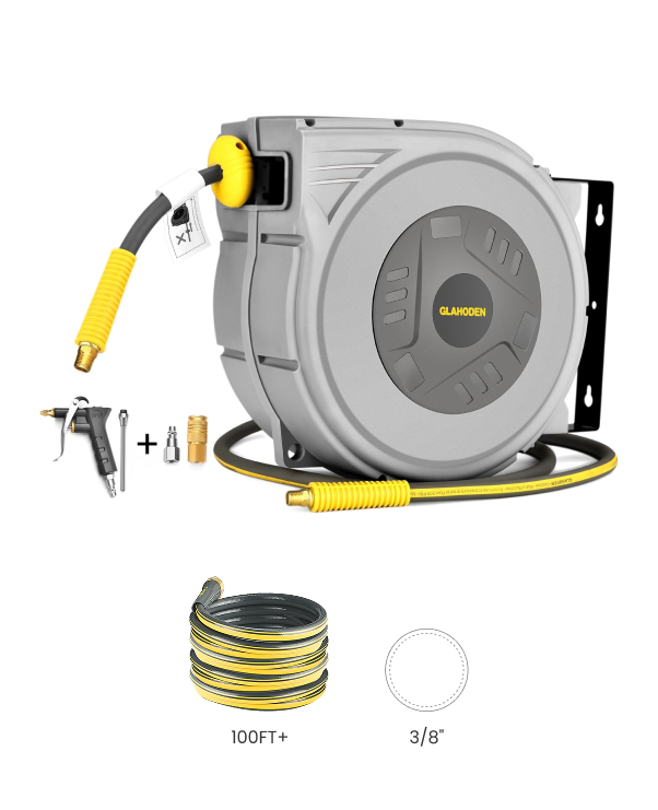 Retractable Air Hose Reel-PP Housing-3/8in-100ft