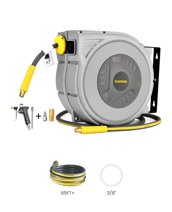 Retractable Air Hose Reel-PP Housing-3/8in-65ft
