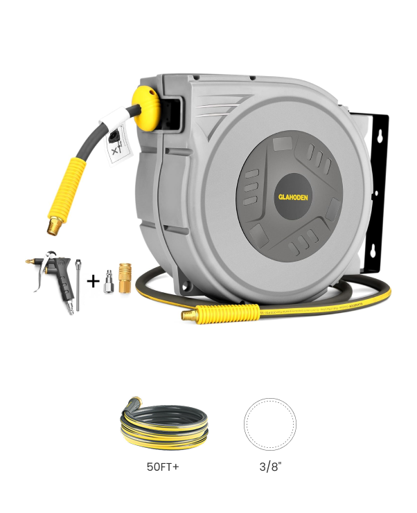 Retractable Air Hose Reel-PP Housing-3/8in-50ft