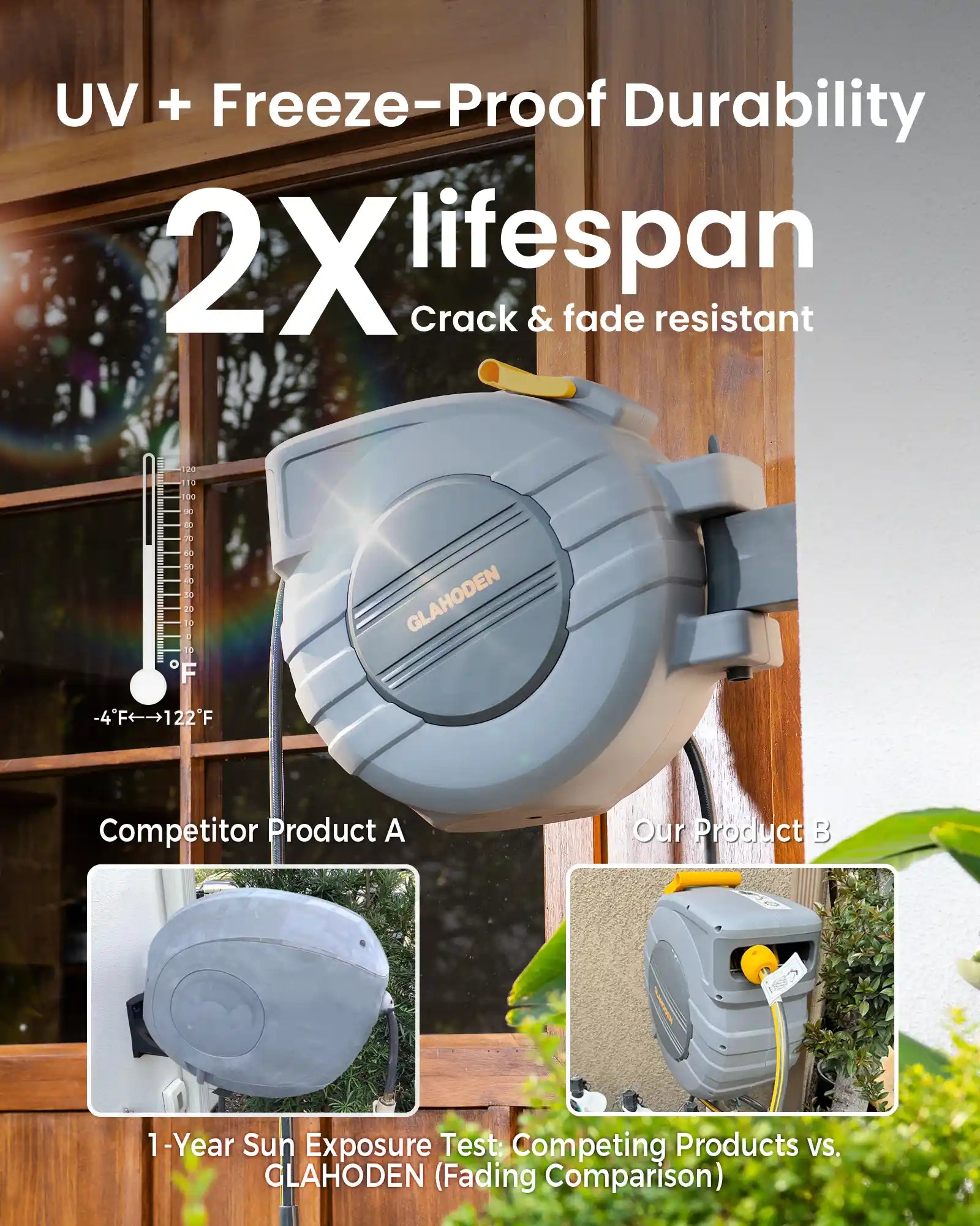 Retractable Garden Hose Reel-5/8in-100ft