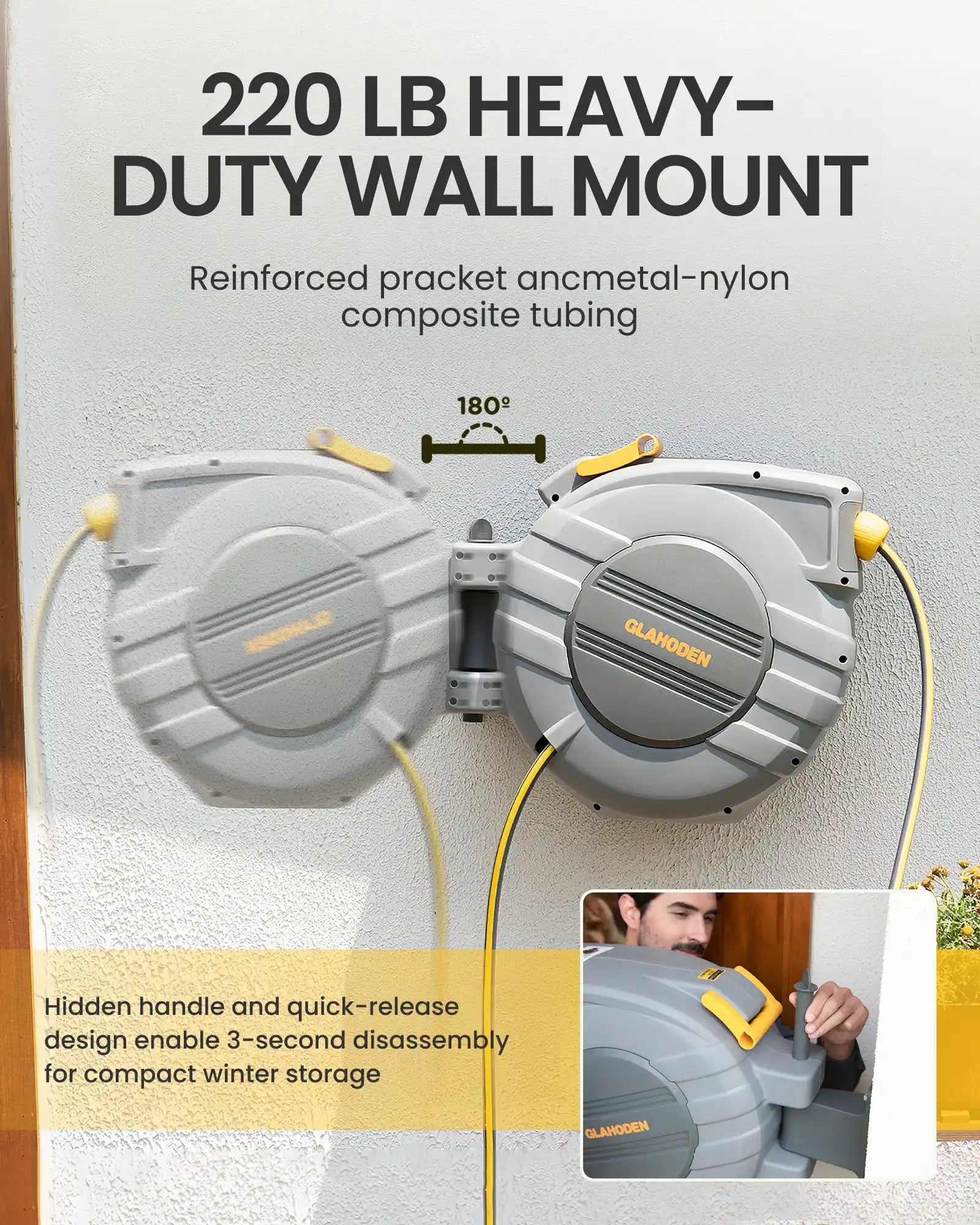 Retractable Garden Hose Reel-5/8in-100ft