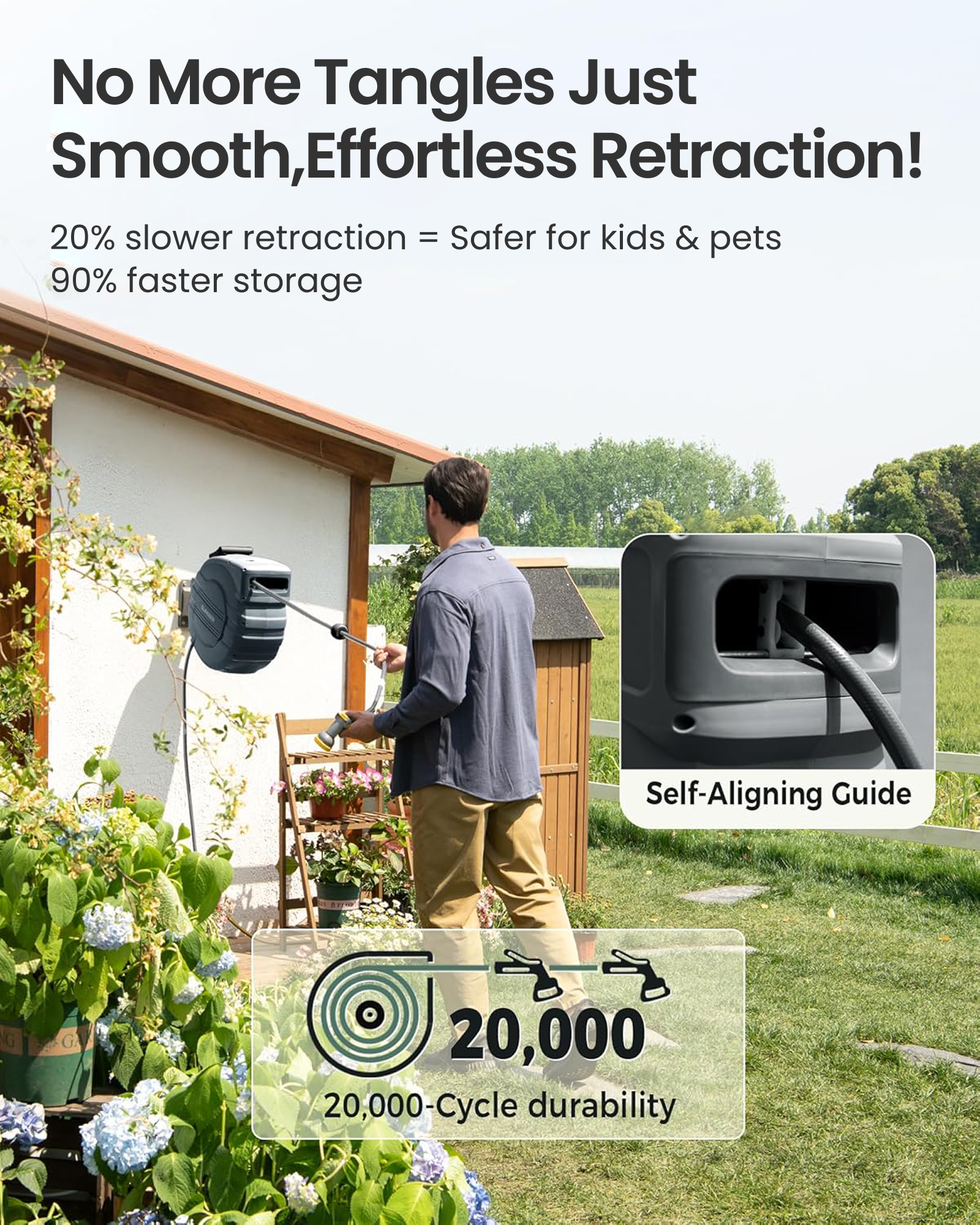 Dark Gray Retractable Garden Hose Reel