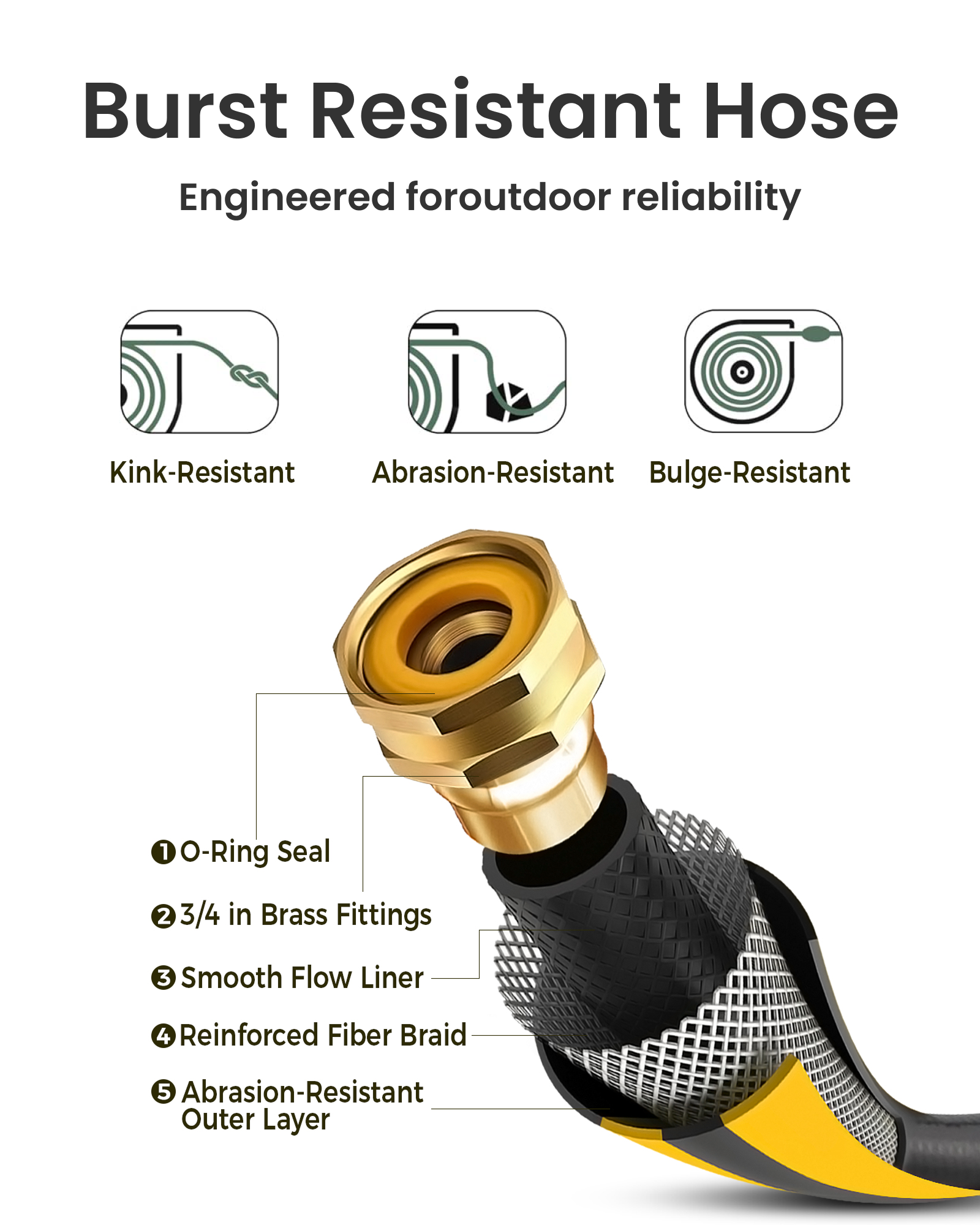 Dark Gray Retractable Garden Hose Reel