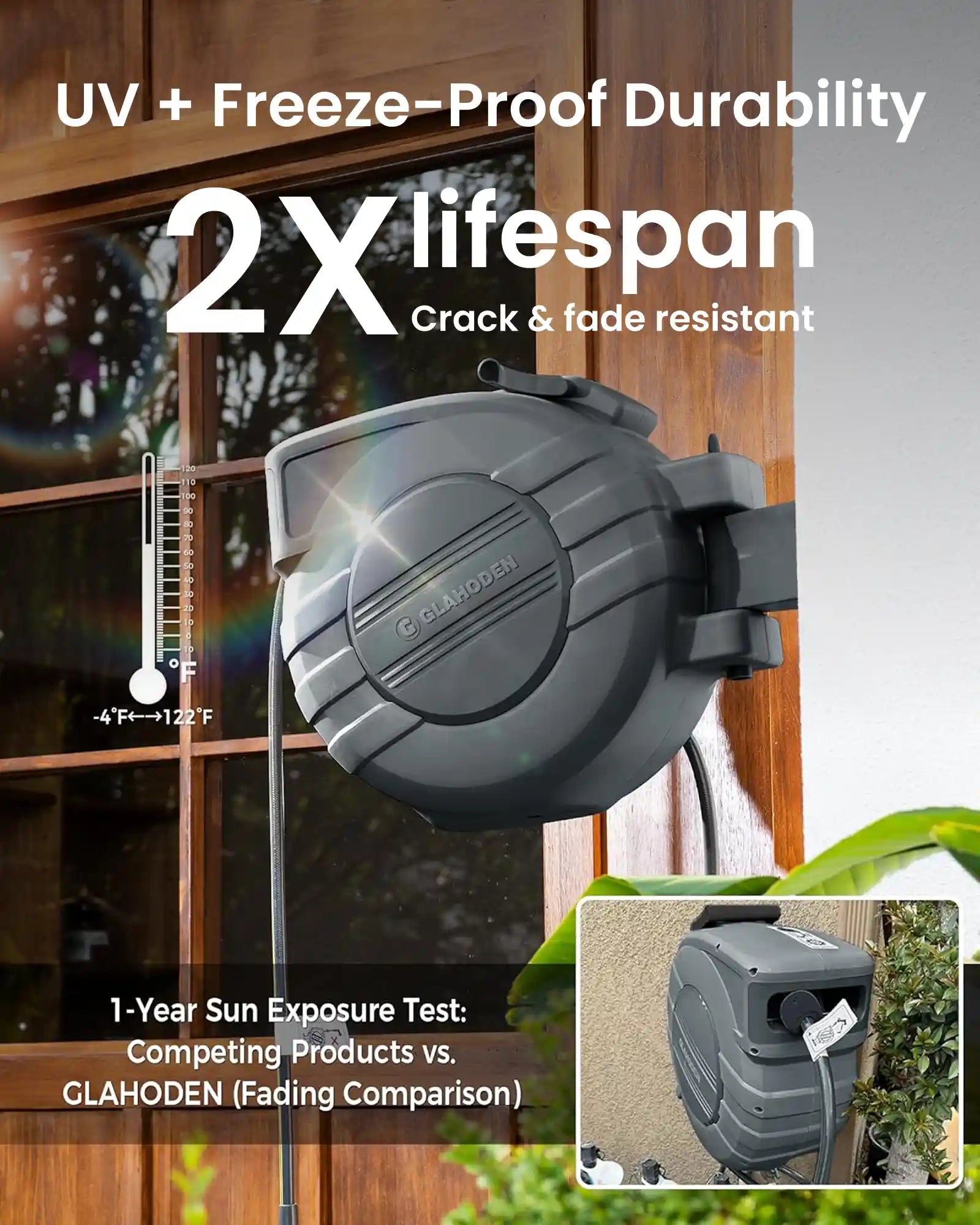 Retractable Garden Hose Reel-5/8in-90ft