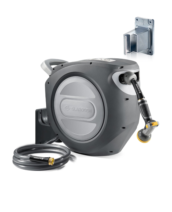 Silver Gray Retractable Garden Hose Reel