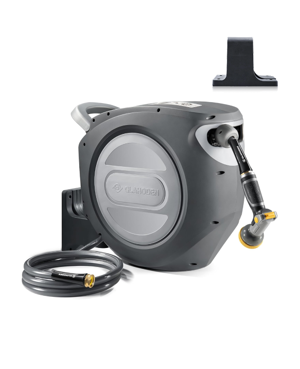 Silver Gray Retractable Garden Hose Reel