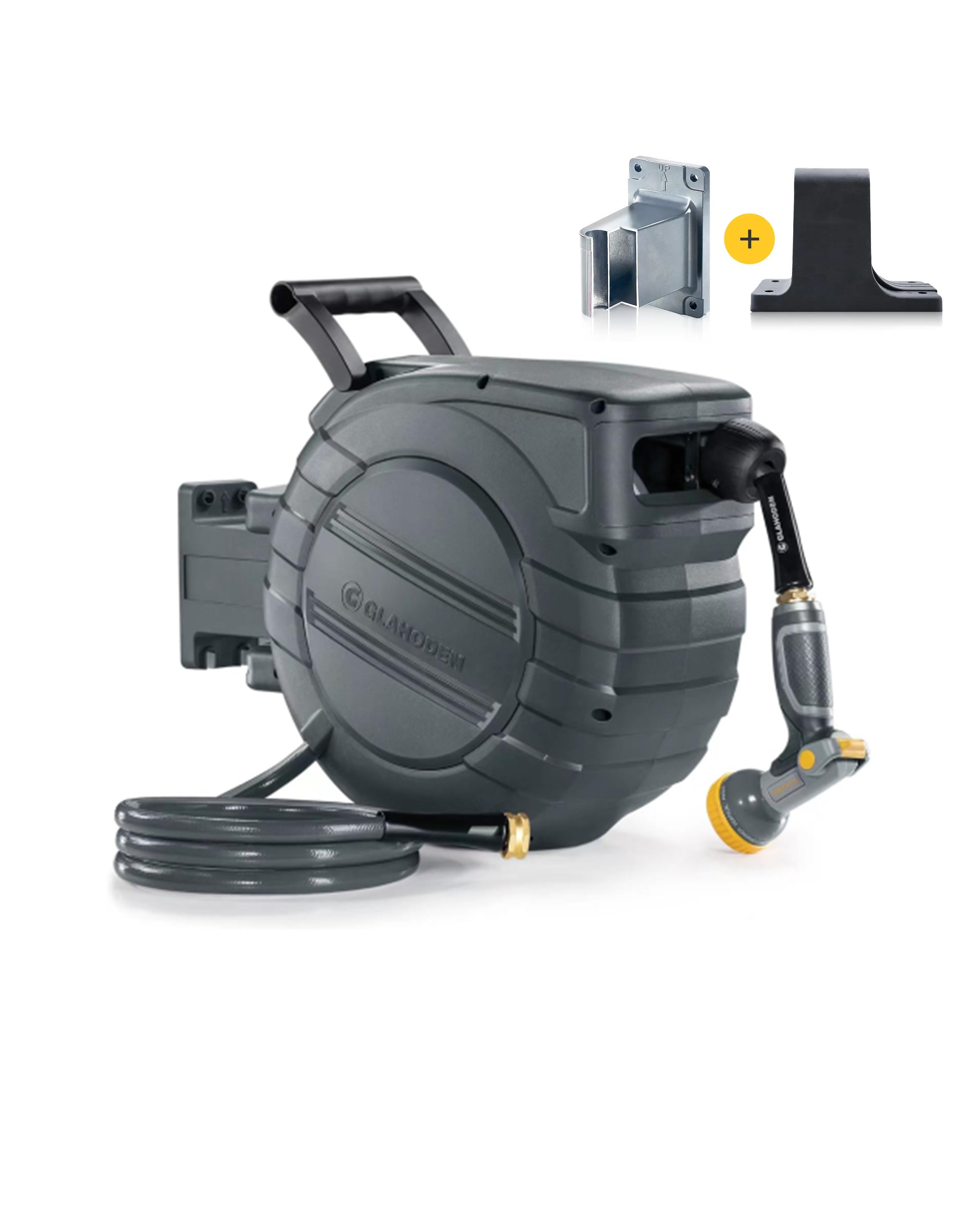 Glahoden J Series Retractable Garden Hose Reel - Dark Gray