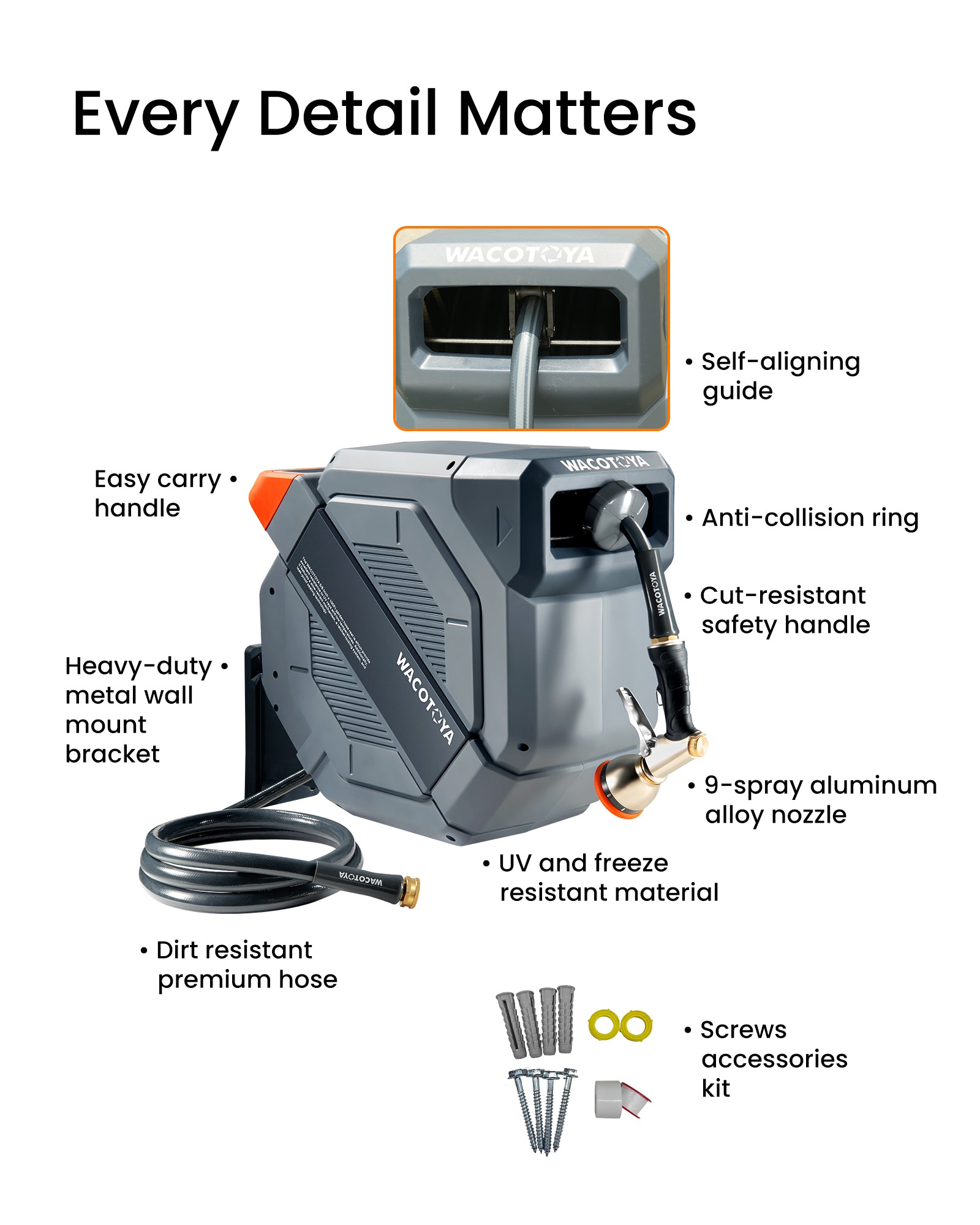 Wacotoya Retractable Garden Hose Reel