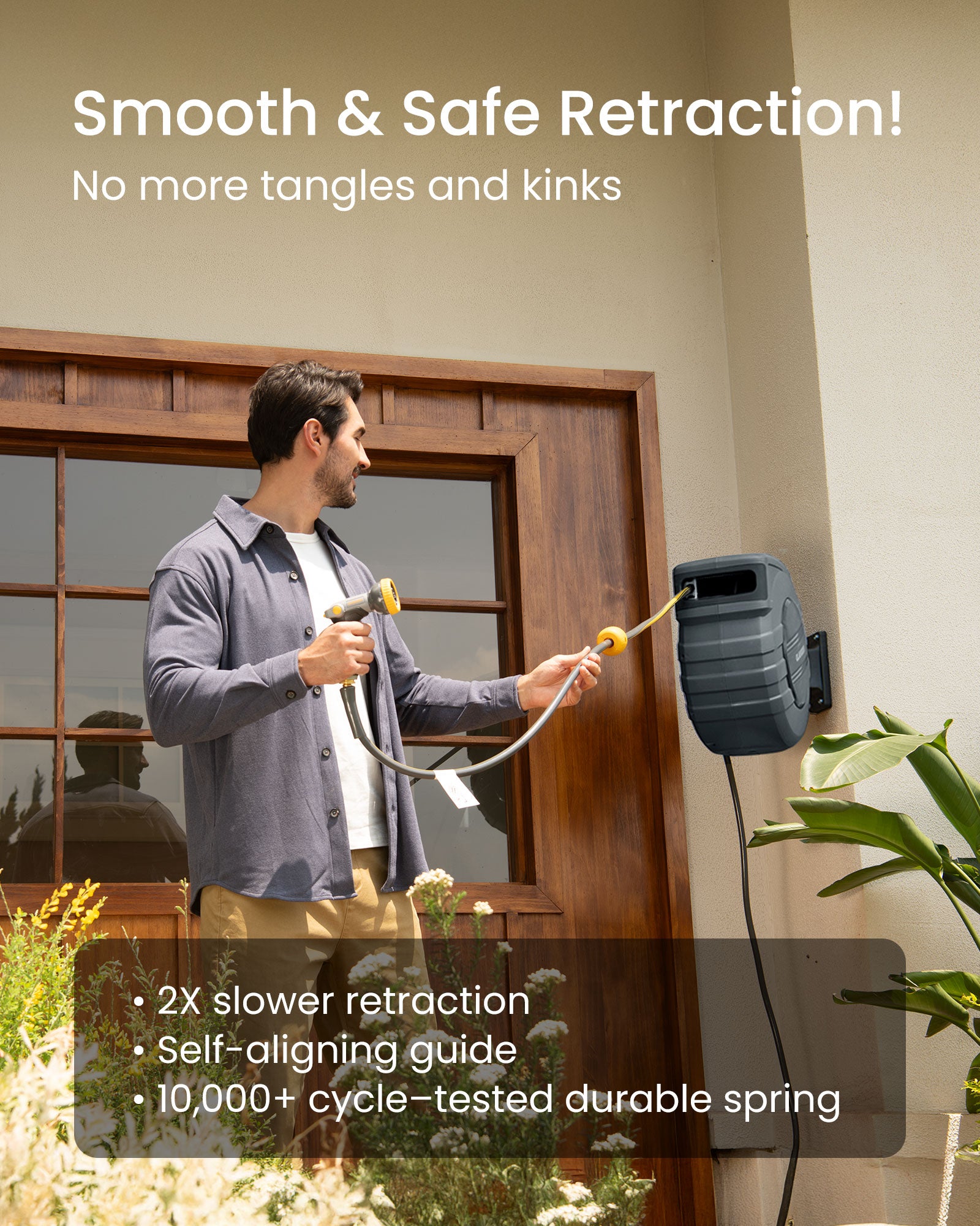 Glahoden J Series Retractable Garden Hose Reel - Dark Gray