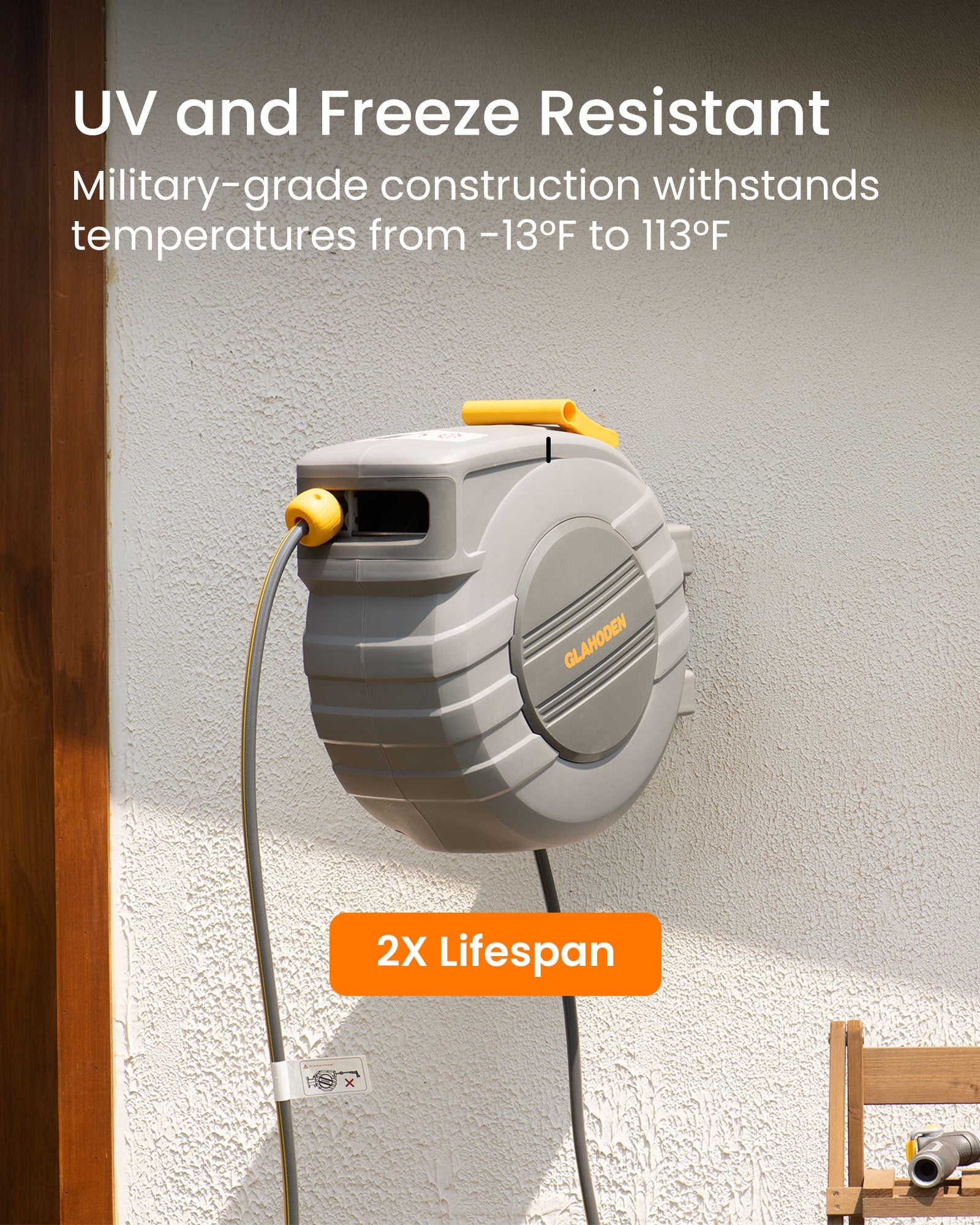 Glahoden J Series Retractable Garden Hose Reel - Light Gray