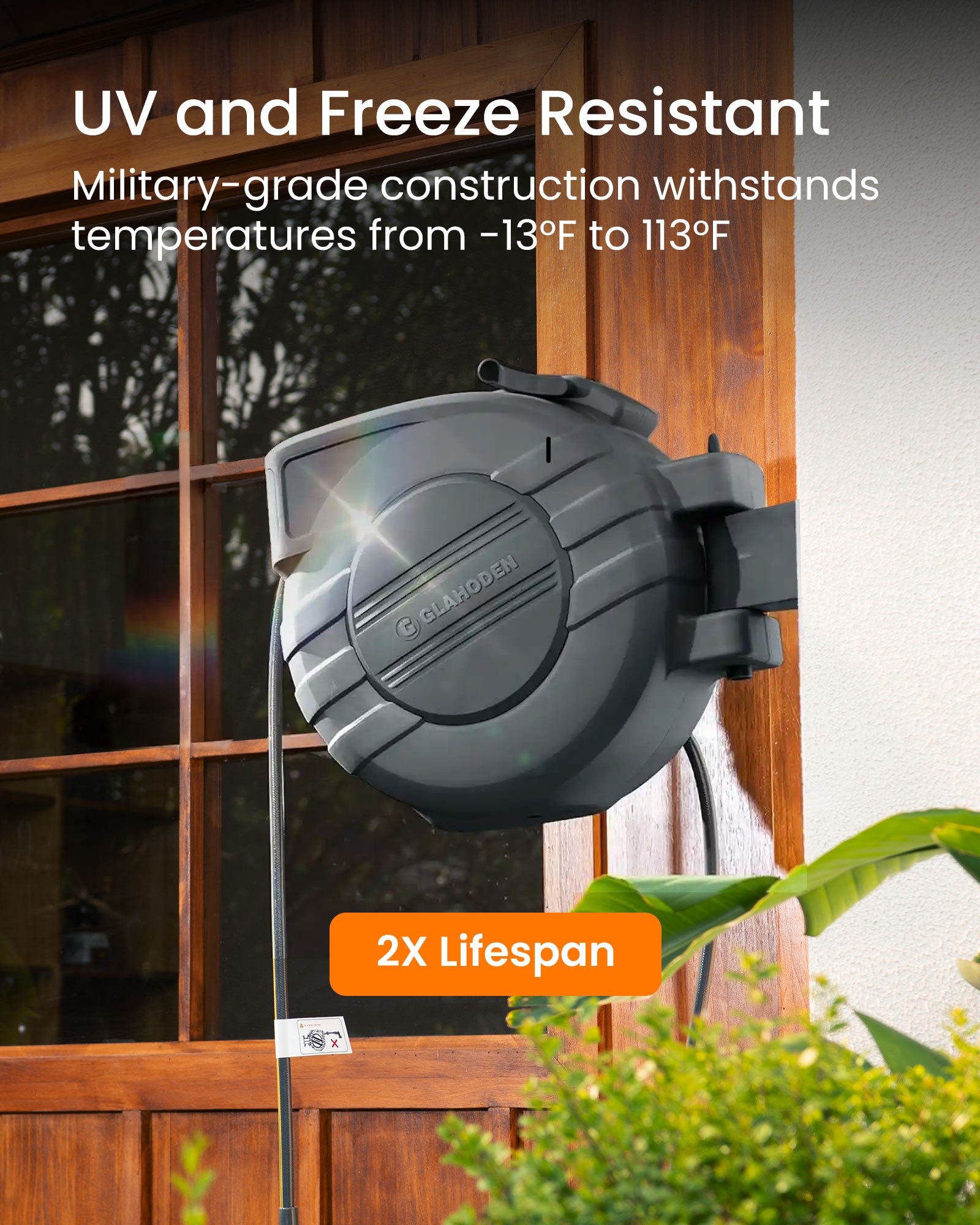 Glahoden J Series Retractable Garden Hose Reel - Dark Gray