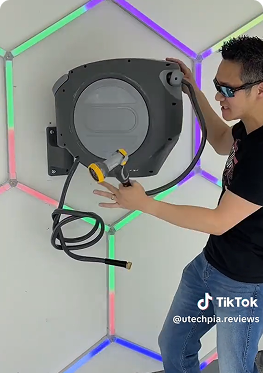 Silver Gray Retractable Garden Hose Reel Install